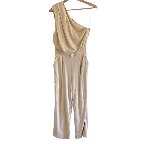Free People Avery Jumpsuit Women’s Size 0 One Shoulder Boho Cream Washed‎ Out - Picture 5 of 13